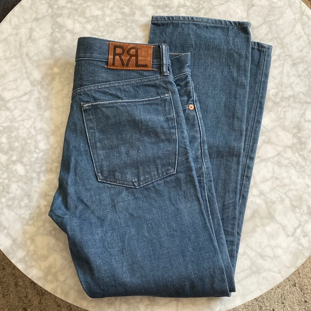 RRL Ralph Lauren Selvedge Sanforized Low Straight Denim Jeans - Picture 1 of 17